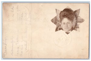 1906 Pretty Woman Head Fairfield Maine ME Posted Antique RPPC Photo Postcard 