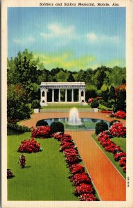 Vtg Mobile Alabama AL Soldiers and Sailors Memorial Colonnade 1940s Postcard