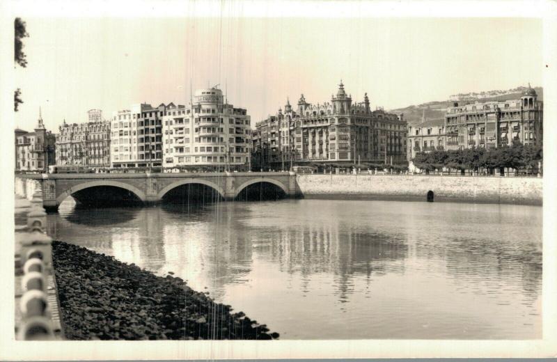 Spain San Sebastian Holy Catherine Bridge and Suburb Gros RPPC 01.65