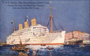 Steamship Boats, Ships Strathnaver P&O c1900s-20s Postcard