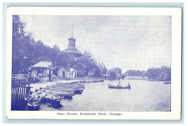 1910 Boat House Humboldt Park Chicago Illinois IL Posted Antique Postcard 