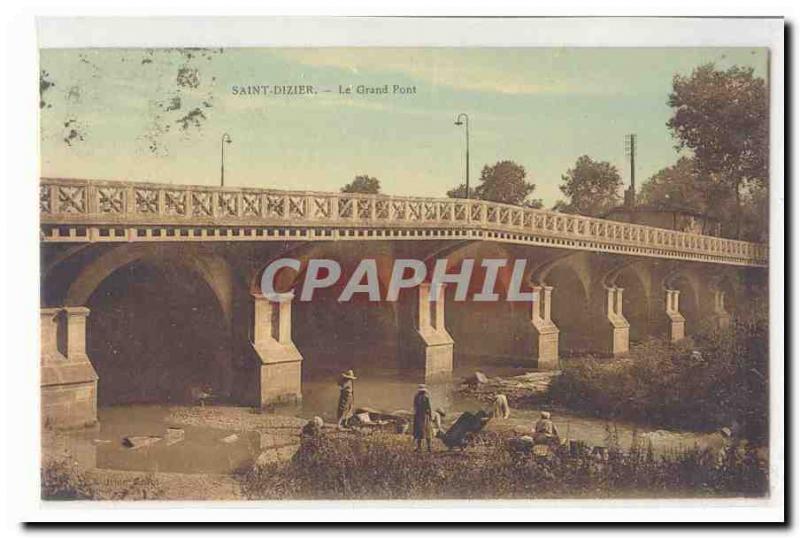 Saint Dizier Old Postcard The Great Bridge (animated LAVANDIERES)