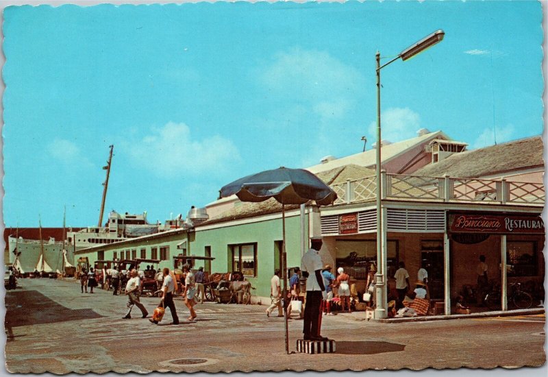 Postcard Bahamas Nassau Poinciana Restaurant Police Officer street scene