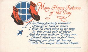 Many Happy Returns Of The Day Birthday Greetings Message Card Vintage Postcard