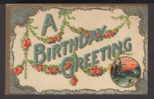 A BIRTHDAY GREETING  Flowers and Windmill - embossed - DB