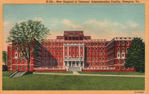 Vintage Postcard 1957 New Hospital Veterans Administration Facility Hampton VA