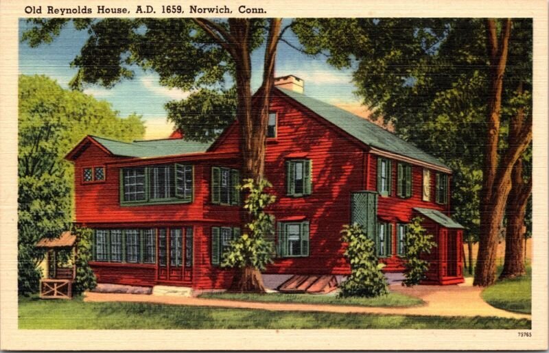 Old Reynolds House AD 1659 Norwich Connecticut CT Linen Postcard UNP VTG Tichnor