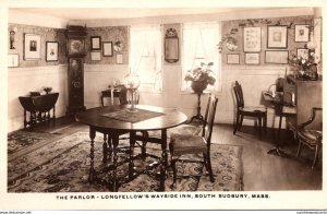 Massachusetts South Sudbury Longfellow's Wayside Inn The Parlor Real Photo