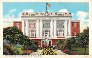 North Platte Nebraska Lincoln Court House Entrance Antique Postcard K14942