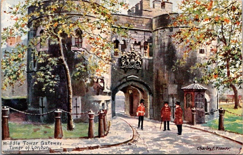 Middle Tower Gateway, Old London Gateways Tuck 6260 Vintage Postcard G74