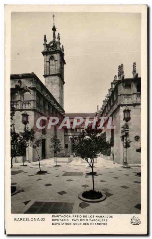 Old Postcard Barcelona Diputación Patio Los Naranjos