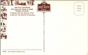 Postcard Mississippi State College for Women Whitfield Auditorium Columbus KH6