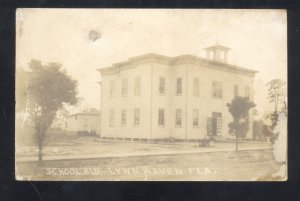 RPPC LYNN HAVEN FLORIDA SCHOOL BUILDING AZO VINTAGE REAL PHOTO POSTCARD