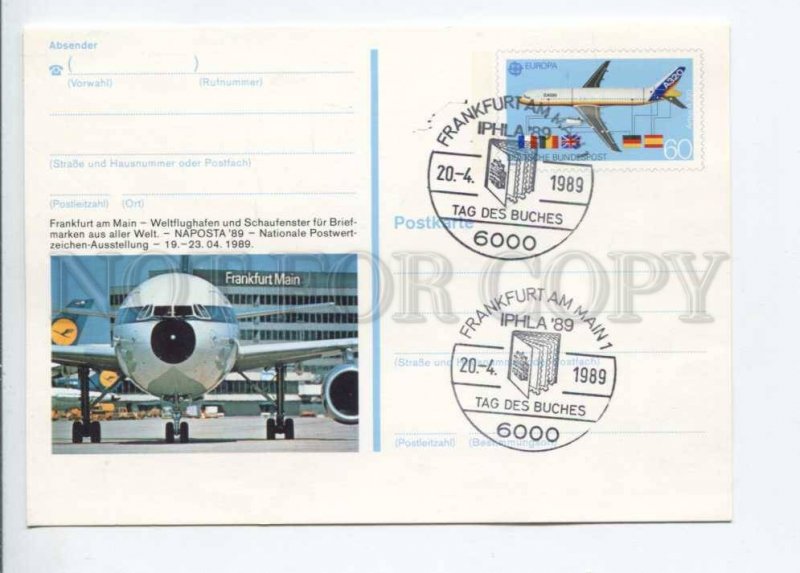 292013 GERMANY 1989 postal card Frankfurt am Main IPHLA airport