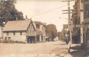 Wilton ME Main Street Store Fronts Great Signage 1916 R.P.O. Cancel RP Postcard