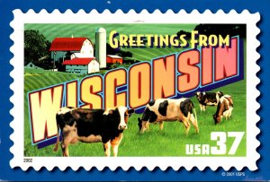Stamps On Postcards Greetings From Wisconsin
