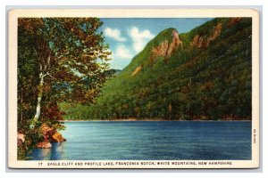 Eagle Cliff and Profile Lake Frankonia Notch New Hampshire NH LInen Postcard R27