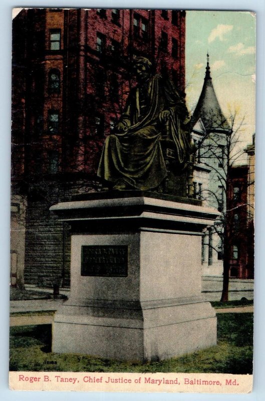 Baltimore Maryland MD Postcard Roger B. Taney Chief Justice Scene c1910s Antique