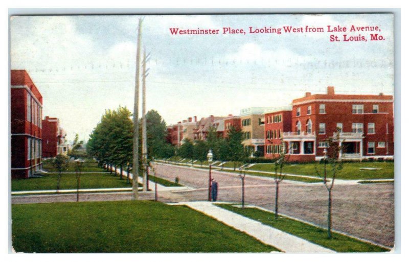 ST. LOUIS Missouri MO Street Scene WESTMINSTER PLACE 1910 Postcard United States Missouri
