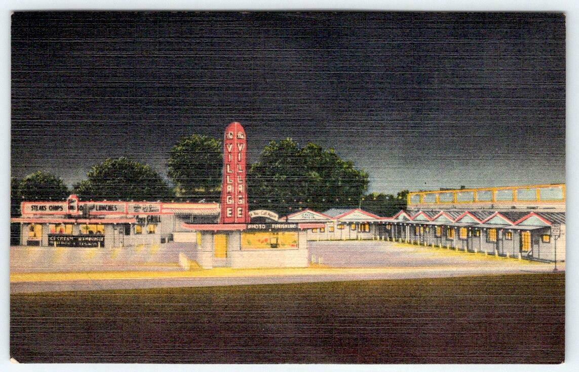 Clovis New Mexico the Village at Night Motor Court Motel Grill ICE
