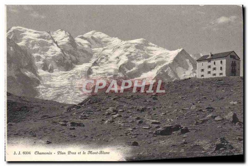 Old Postcard Plan Praz Chamonix and Mont Blanc