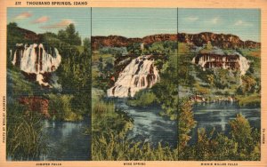 Vintage Postcard 1930's Thousand Springs Idaho Juniper Falls Wing Spring Minnie