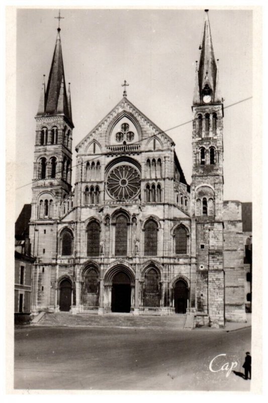 Old Church Reims Saint Remi France Black And White Postcard