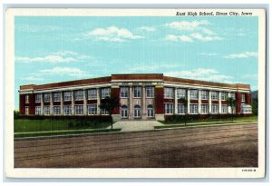 c1940 East High School Exterior Building Road Sioux City Iowa Vintage Postcard