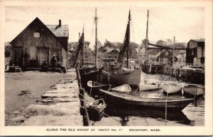 Postcard Along The Old Wharf at Motif No. 1 in Rockport, Massachusetts