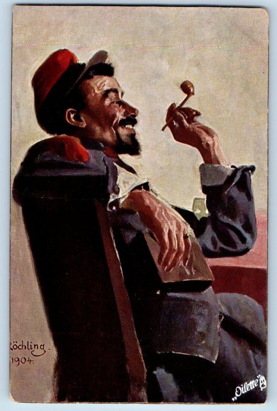 Karlsruhe Postcard Soldier with Cigarette Pipe Prof Carl Rochling 1904 Tuck Art