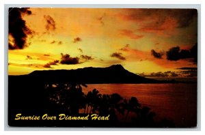 Vintage 1960's Postcard Landscape Sunrise Over Diamond Head Waikiki Hawaii