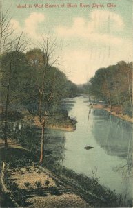 1910 Elyria Ohio Island West Branch Black River Bins Bookstore Postcard 25-1671