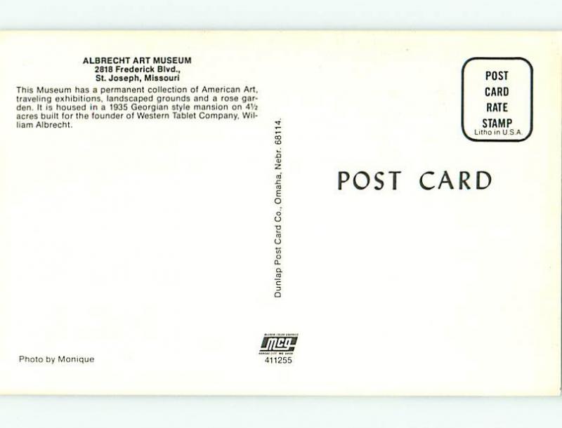 Unused Pre-1980 ALBRECHT ART MUSEUM St. Saint Joseph Missouri MO v5278