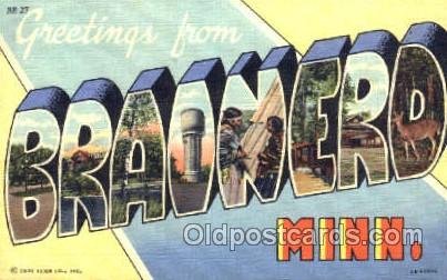 Greetings From Brainerd, Minnisota, USA Large Letter Town 1951 crease right t...