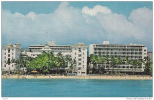 Exterior,  Moana Hotel, on Waikiki Beach,  Waikiki,  Hawaii,  40-60s