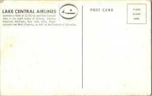 Lake Central Airlines Advertising Vintage Postcard G13 