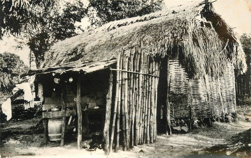 Postcard RPPC Photo Caribbean Manrique Old Bamboo House 22-14244