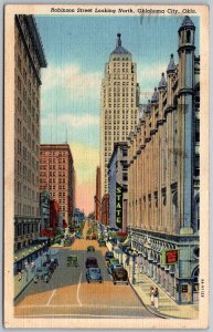 Oklahoma City Oklahoma 1946 Postcard Robinson Street Looking North Bank Theatre
