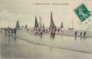 Old Postcard Berck beach fishing boats