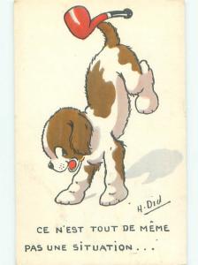foreign c1910 signed DOG BALANCING ON FRONT PAWS AC6541