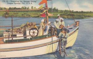 Florida Tarpon Springs Peparing For Sponge Diving Curteich