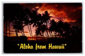 Sunset Scene Aloha From Hawaii Chrome Postcard U11