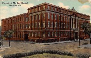 Baltimore Maryland University Hospital Street View Antique Postcard K70323