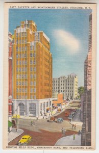 P2333,  vintage postcard E.fayette & montgomery streets traffic syracuse N.Y.
