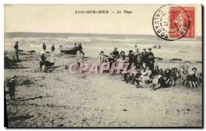 Old Postcard Luc Sur Mer The Beach Children