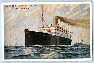 Sweden Postcard Swedish America Line T/S Drottningholm c1930's Vintage