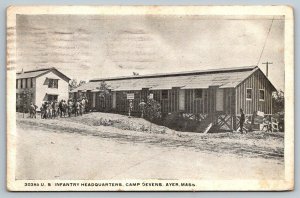 WW1  1917  US Army Infantry Headquarters  Fort Devens  Massachusetts   Postcard