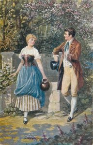 Romantic couple love idyll painting F. Rosler Hermann u. Dorothea
