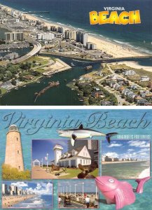 2~4X6 Postcards  VA, Virginia Beach  AERIAL VIEW~Rudee Inlet Home~Light House++