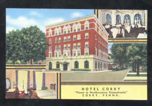 COREY PENNSYLVANIA PA. HOTEL COREY VINTAGE LINEN ADVERTISING POSTCARD INTERIOR